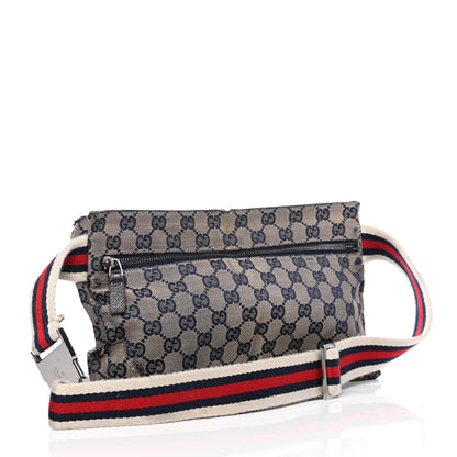 Gucci GG Monogram Web Double Pocket Belt Bag Navy 2 of 5