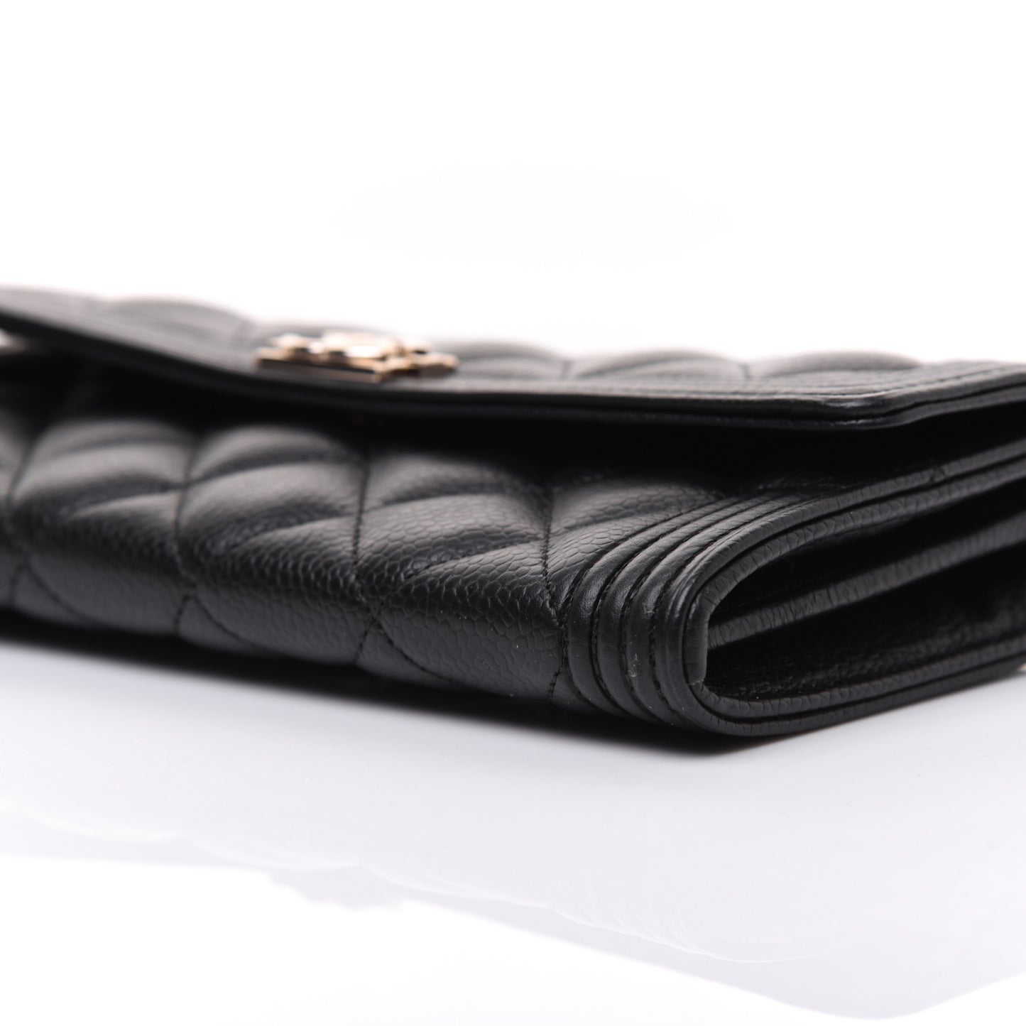 Caviar Quilted Long Boy Flap Wallet Black