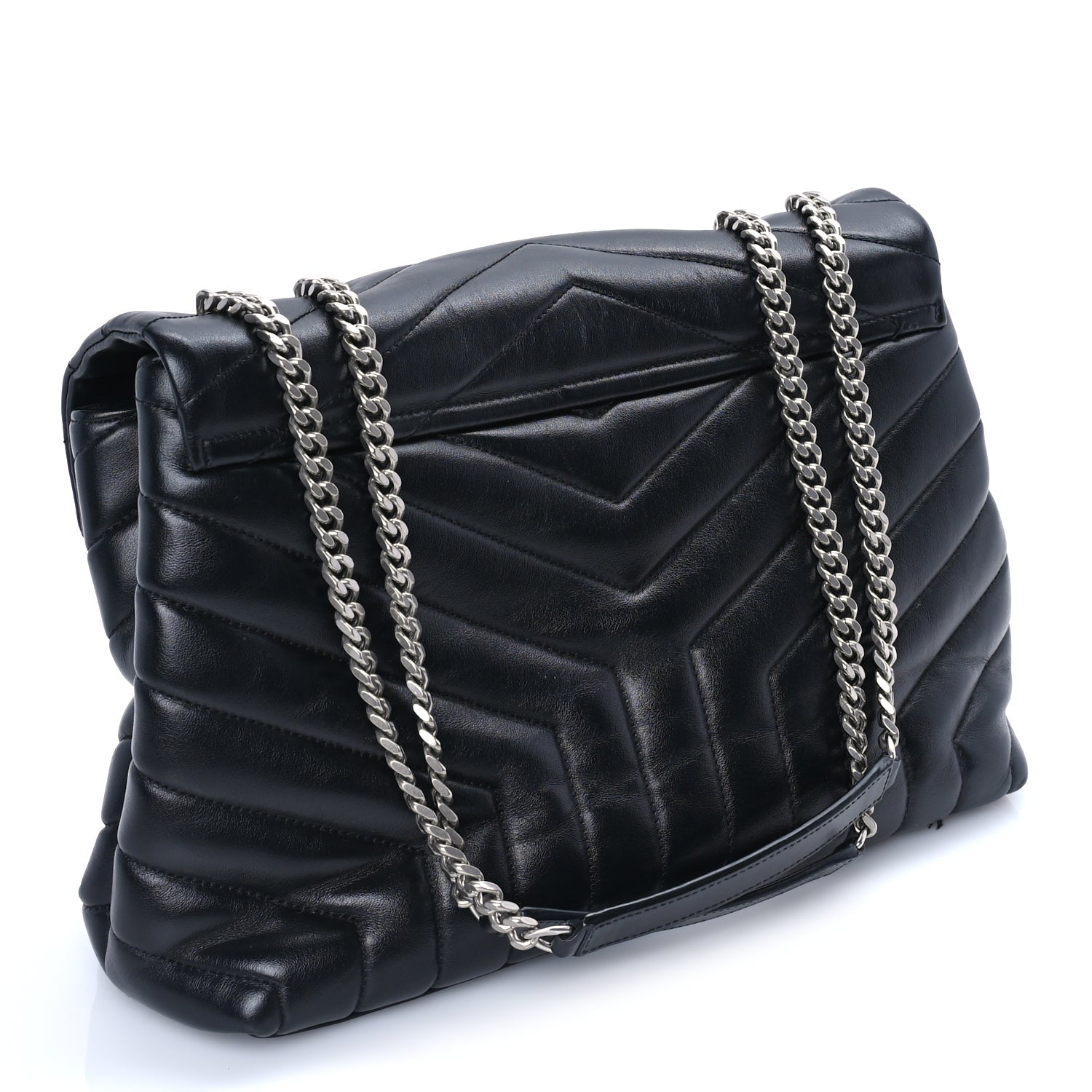 Saint Laurent Calfskin Y Quilted Monogram Medium Loulou Chain Satchel Black 2 of 7