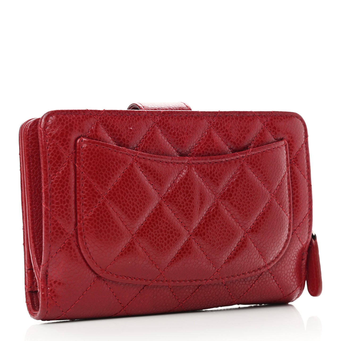 Caviar Quilted Zipped Pocket Wallet Red