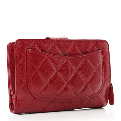 Chanel Caviar Quilted Zipped Pocket Wallet Red 3 of 10