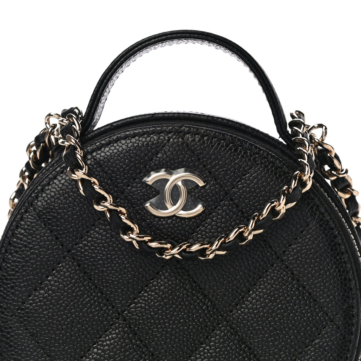 Chanel Caviar Quilted Round Handle With Care Vanity With Chain Black 9 of 11