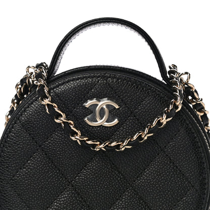 Chanel Caviar Quilted Round Handle With Care Vanity With Chain Black 9 of 11