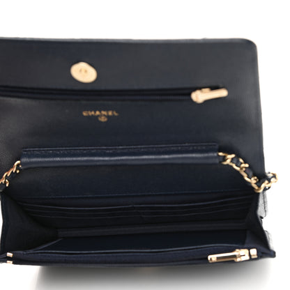 Chanel Caviar Quilted Wallet On Chain WOC Navy Blue 5 of 12