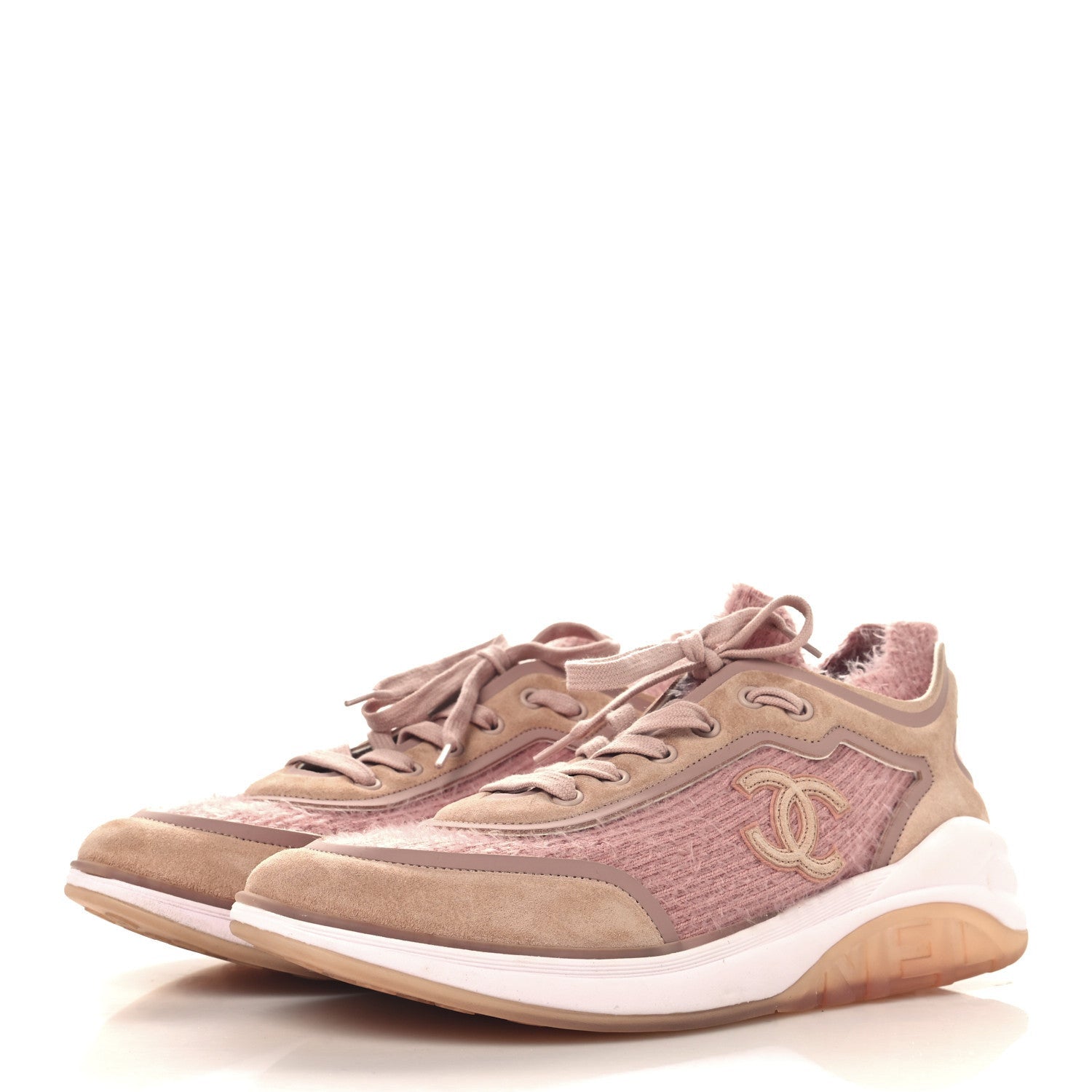 Chanel Suede Calfskin Stretch Fabric CC Sneakers 41 Pink 4 of 7