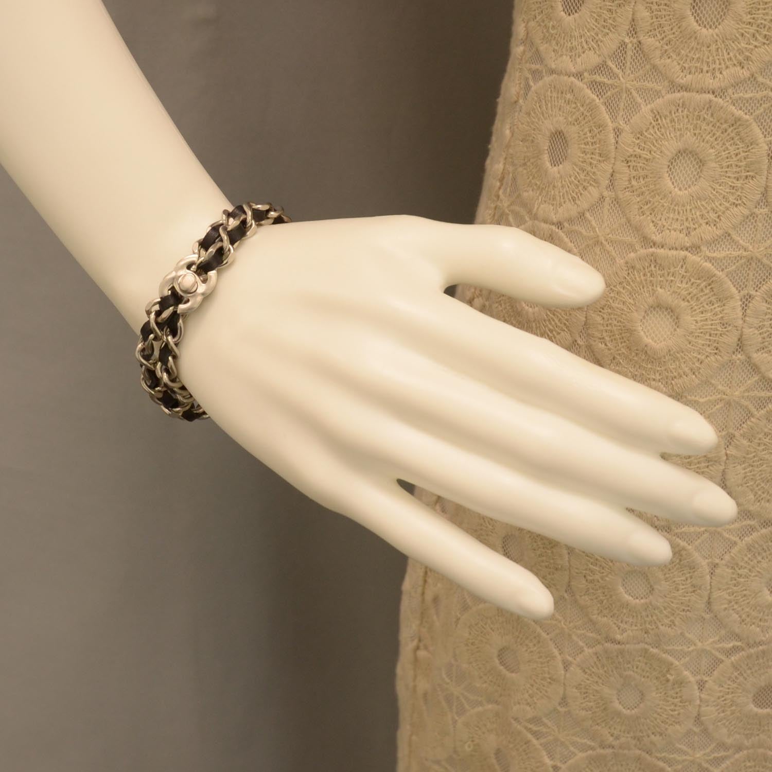 Chanel Leather CC Chain Bracelet Black 2 of 4