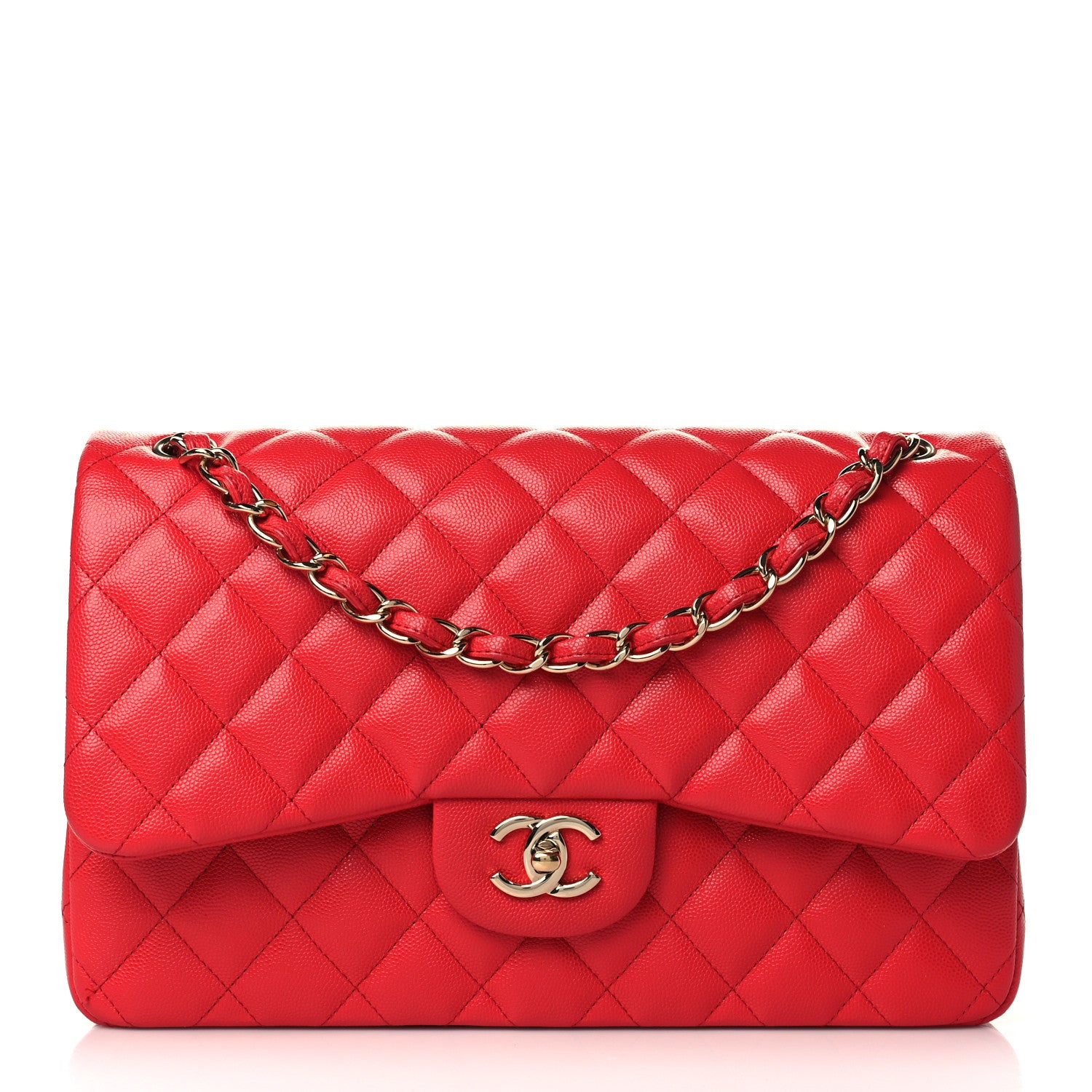 Chanel Caviar Quilted Jumbo Double Flap Red 1 of 9