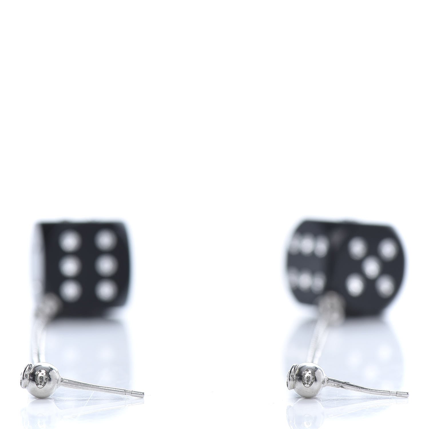Chanel Crystal Resin CC Dice Drop Earrings Silver Black 3 of 6