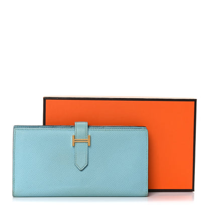 Hermes Epsom Bearn Gusset Wallet Bleu Atoll 15 of 15
