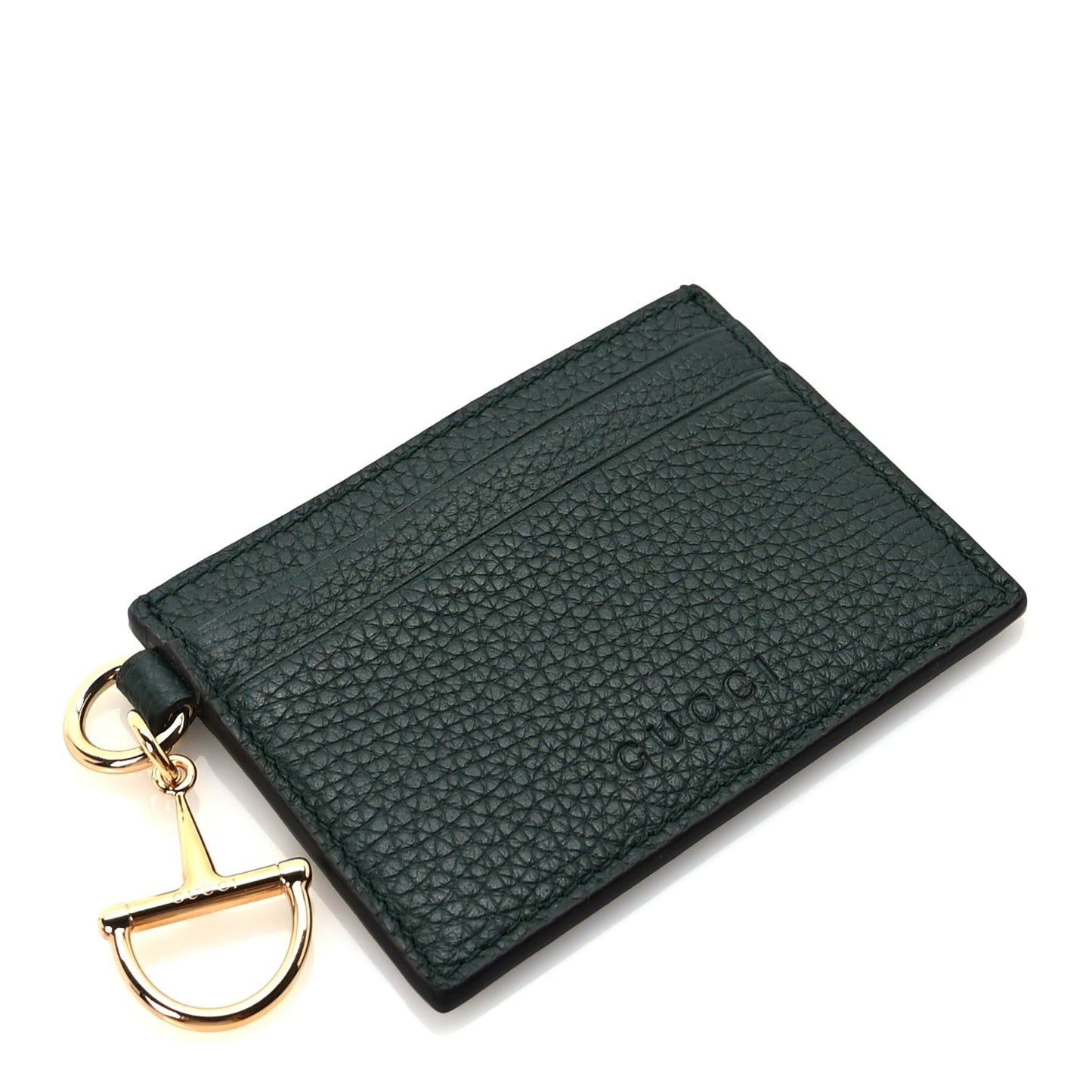 Grainy Calfskin Half Horsebit Card Case Vintage Green