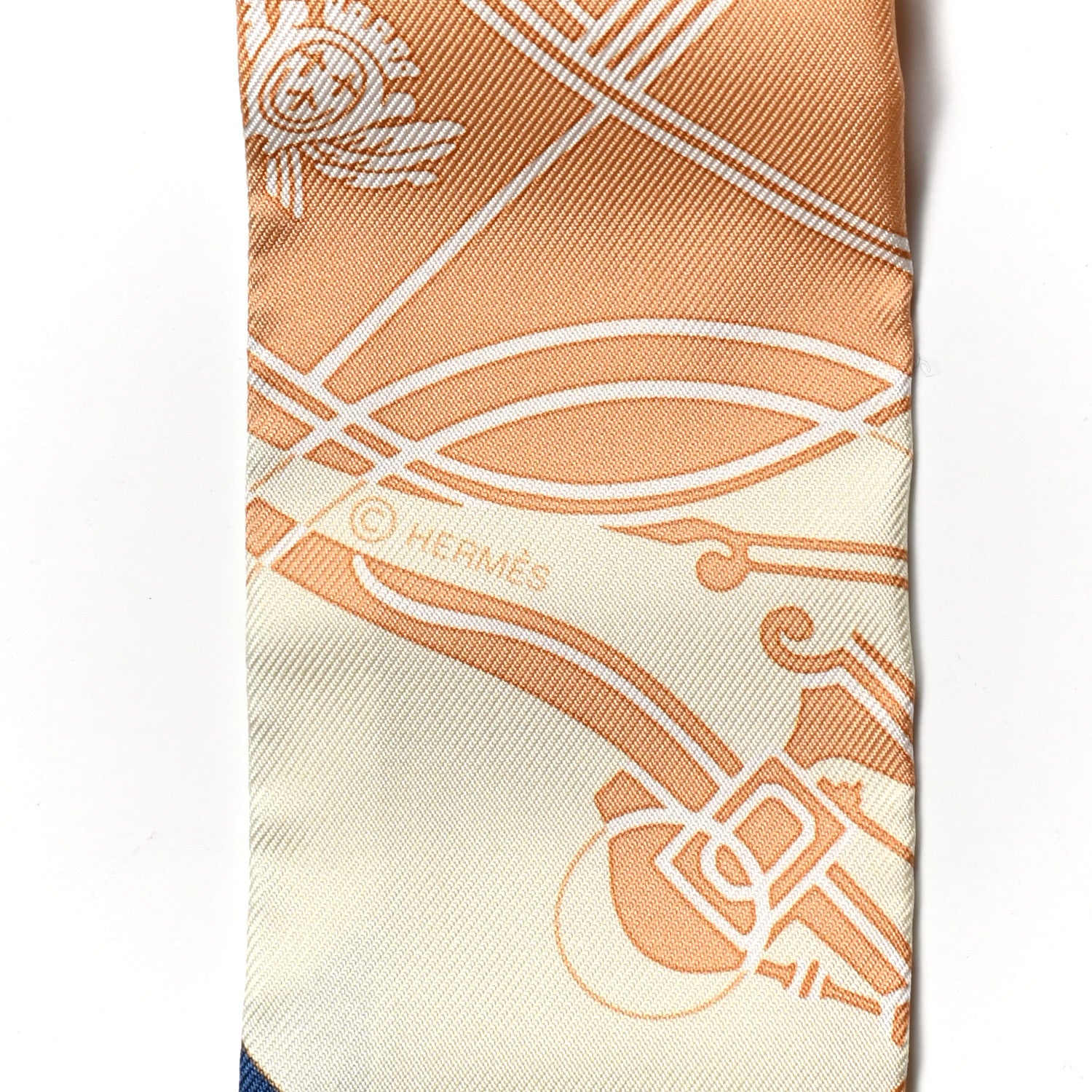 Hermes Silk Ex-Libris Twilly Creme Orange Beige 3 of 4