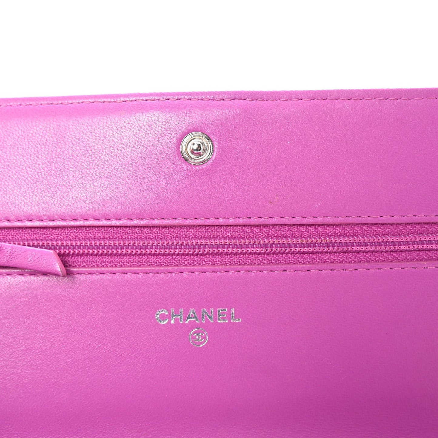 Lambskin Quilted Boy Wallet On Chain WOC Purple