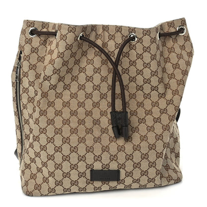 Gucci Monogram Dollar Calfskin O Drawstring Backpack  Beige Ebony Testa di Moro Dark Chocolate 1 of 8