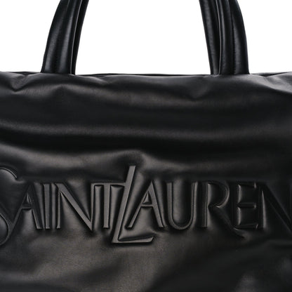 Saint Laurent Lambskin Wide Puffer Tote  Black 6 of 8