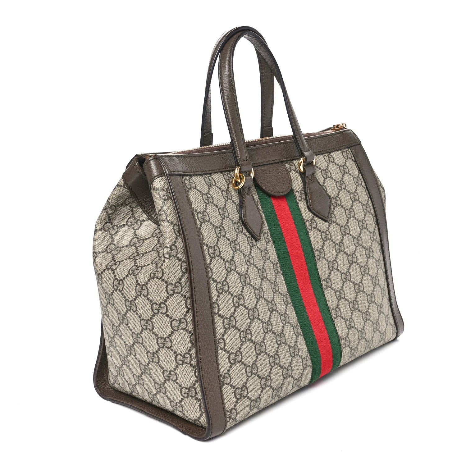 Gucci GG Supreme Monogram Web Medium Ophidia Tote Bag Brown 3 of 10
