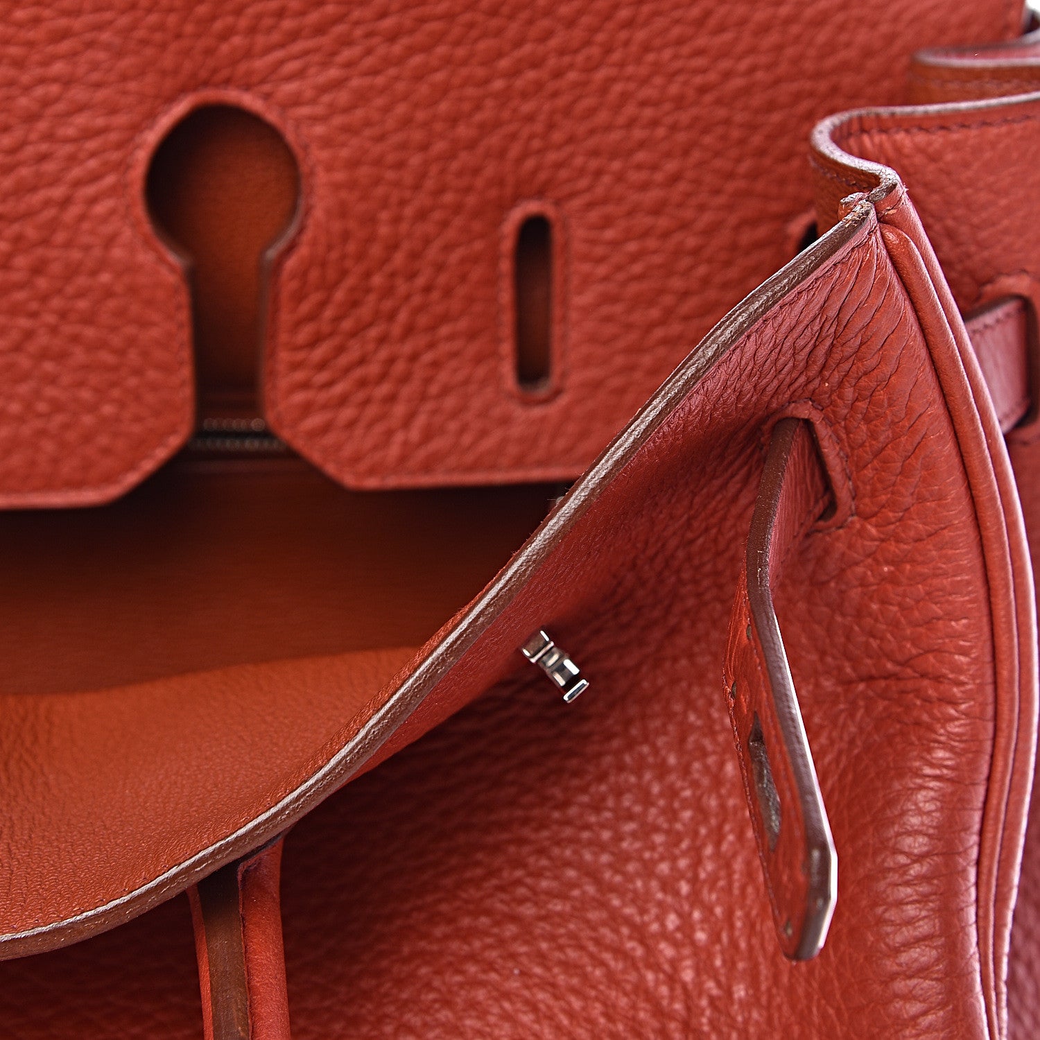 Hermes Taurillon Clemence Birkin 35 Rouge Venetian 17 of 46