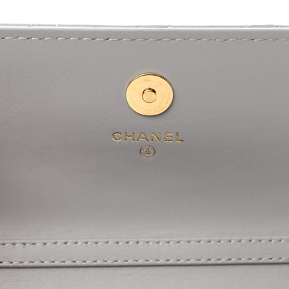 Chanel Lambskin Pearl Quilted Flap Phone Holder With Chain Grey 6 of 13