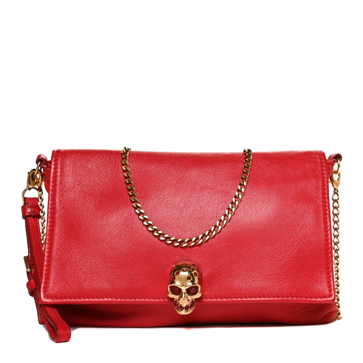 Calfskin Skull Crossbody Bag Red