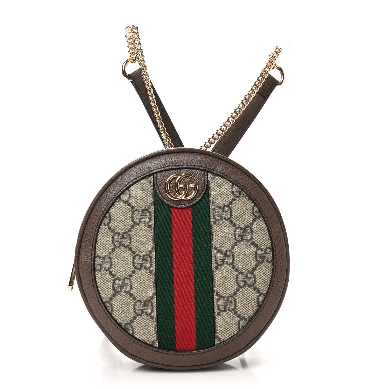 Gucci GG Supreme Monogram Web Mini Ophidia Round Backpack Brown 1 of 10