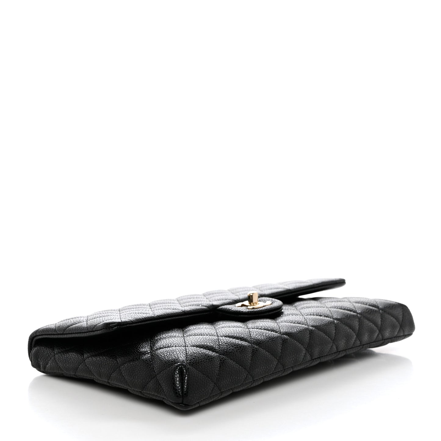 Caviar Quilted Flap Clutch Black