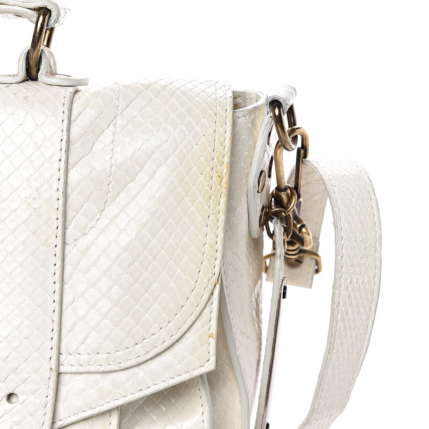 Snakeskin Calfskin Embossed Medium PS1 Satchel White