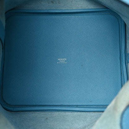 Hermes Epsom Tressage De Cuir Picotin Lock 22 MM Bleu du Nord Rouge Coeur Bleu du Nord 4 of 11