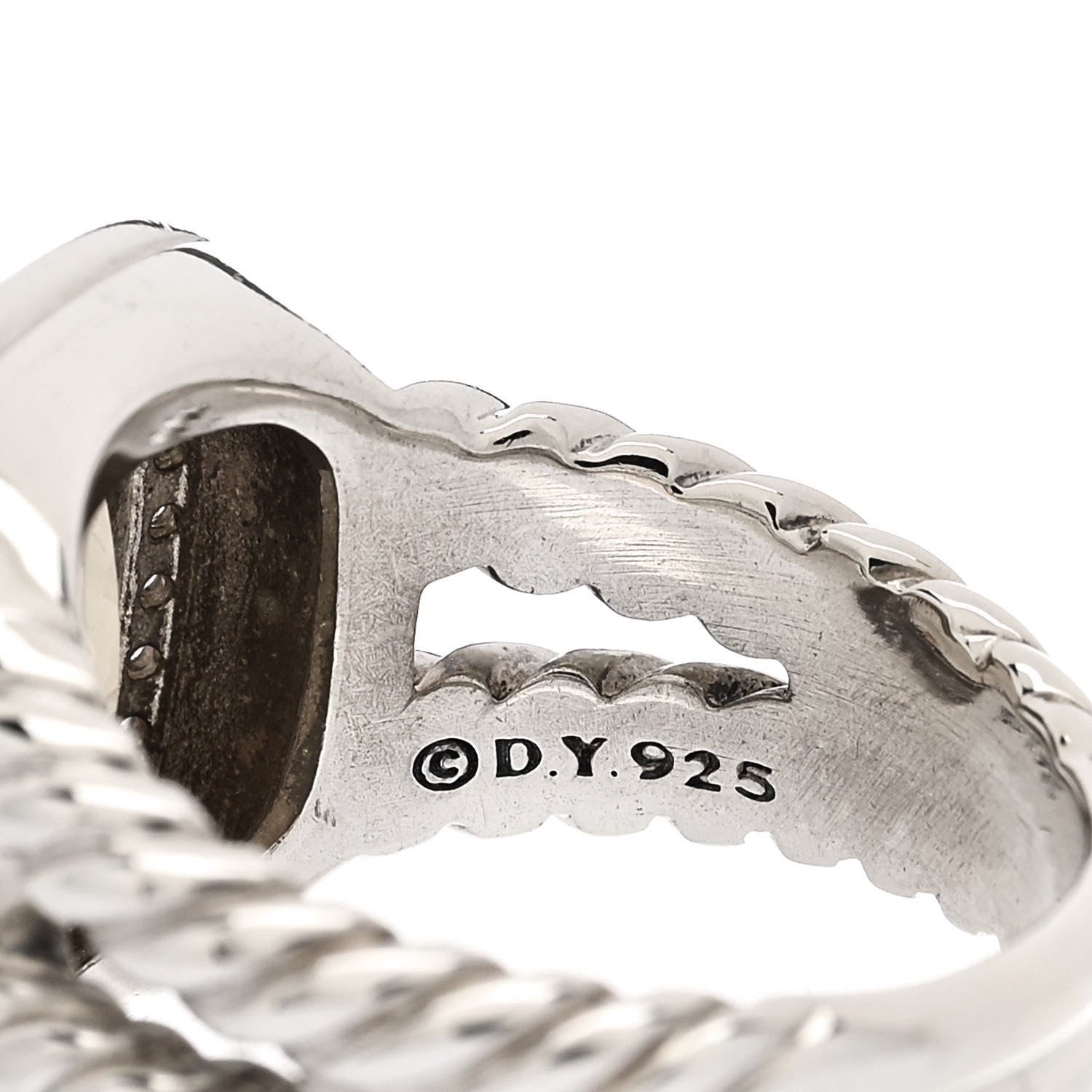 David Yurman Sterling Silver Diamond Citrine 11mm Albion Ring 54 7 5 of 5