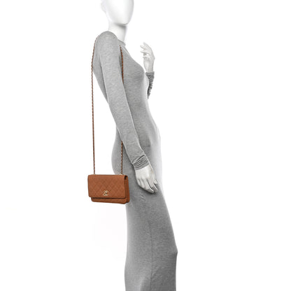 Chanel Lambskin Quilted Trendy CC Wallet On Chain WOC Camel 2 of 13