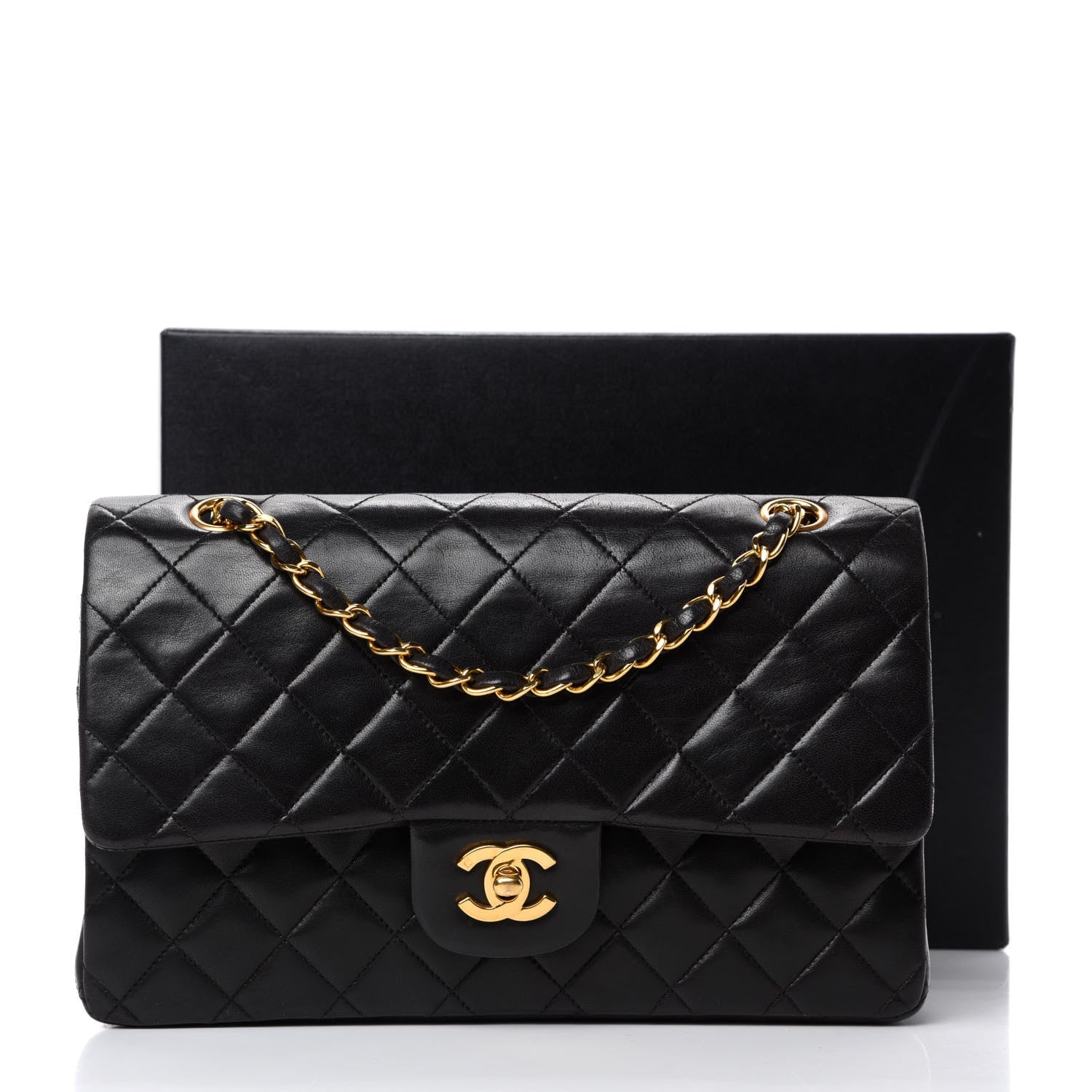 Chanel Lambskin Quilted Medium Double Flap Black 14 of 14