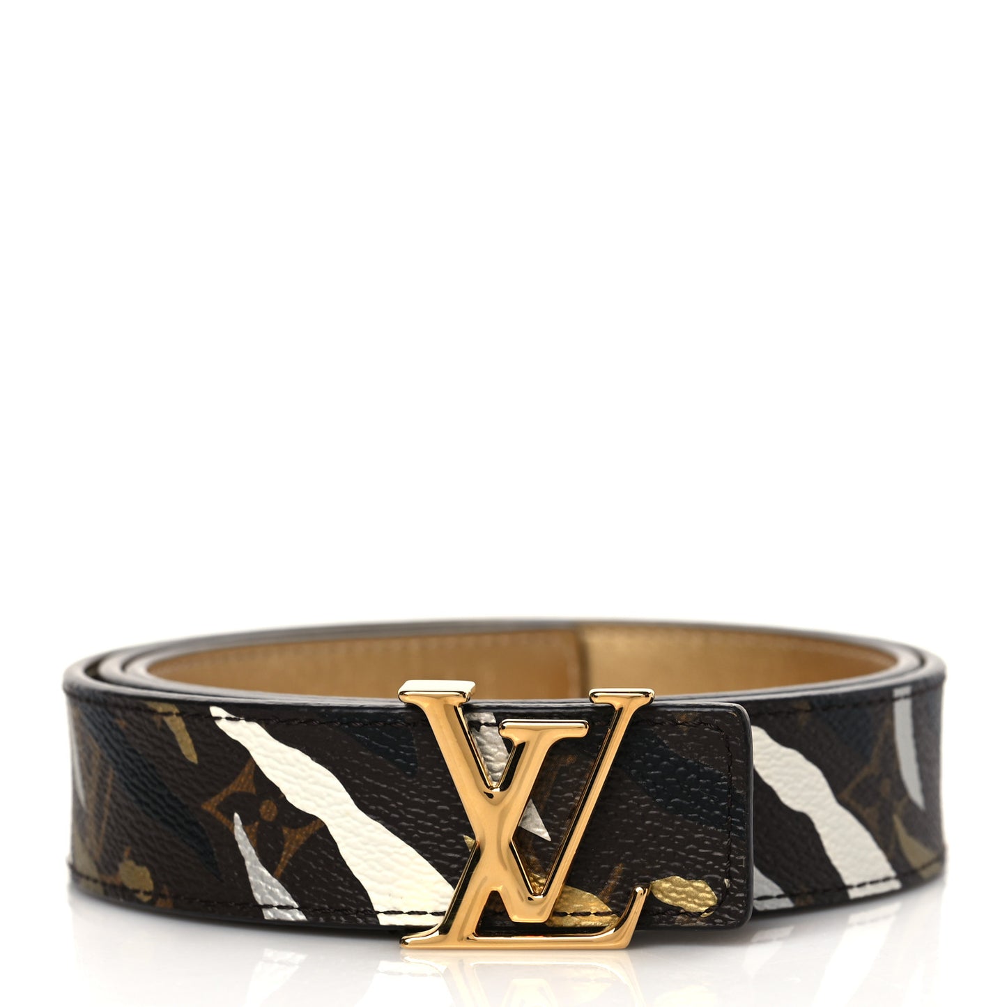 X LOL Monogram Belt 85 34 Gold Silver