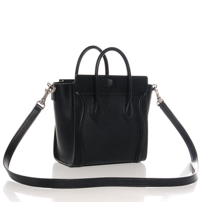 Celine Drummed Leather Nano Luggage Black 3 of 10