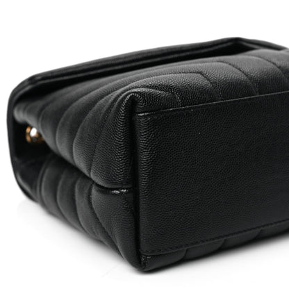 Saint Laurent Grain de Poudre Calfskin Y Quilted Monogram Small Loulou Chain Satchel Black 8 of 9