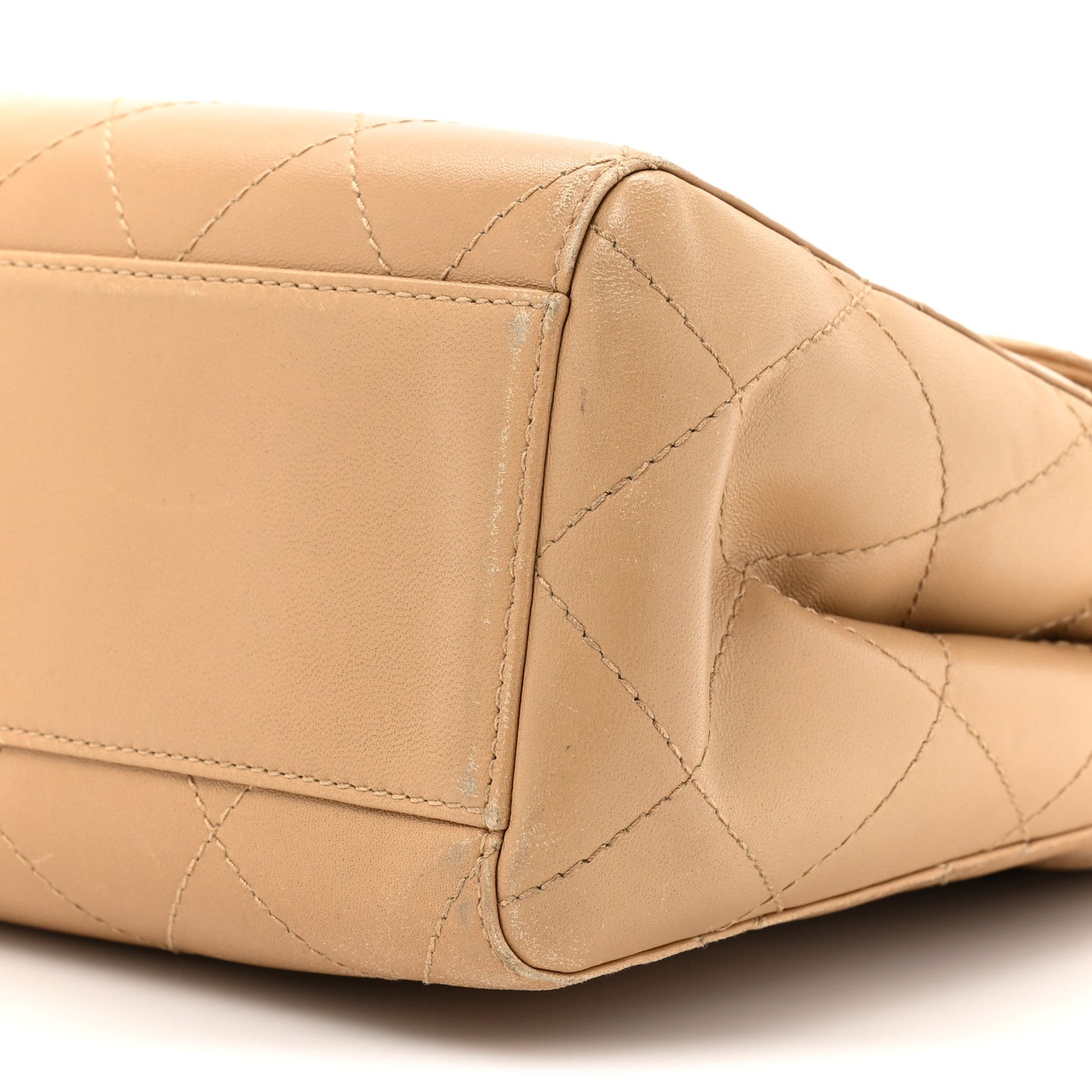 Lambskin Quilted Jumbo Single Flap Beige