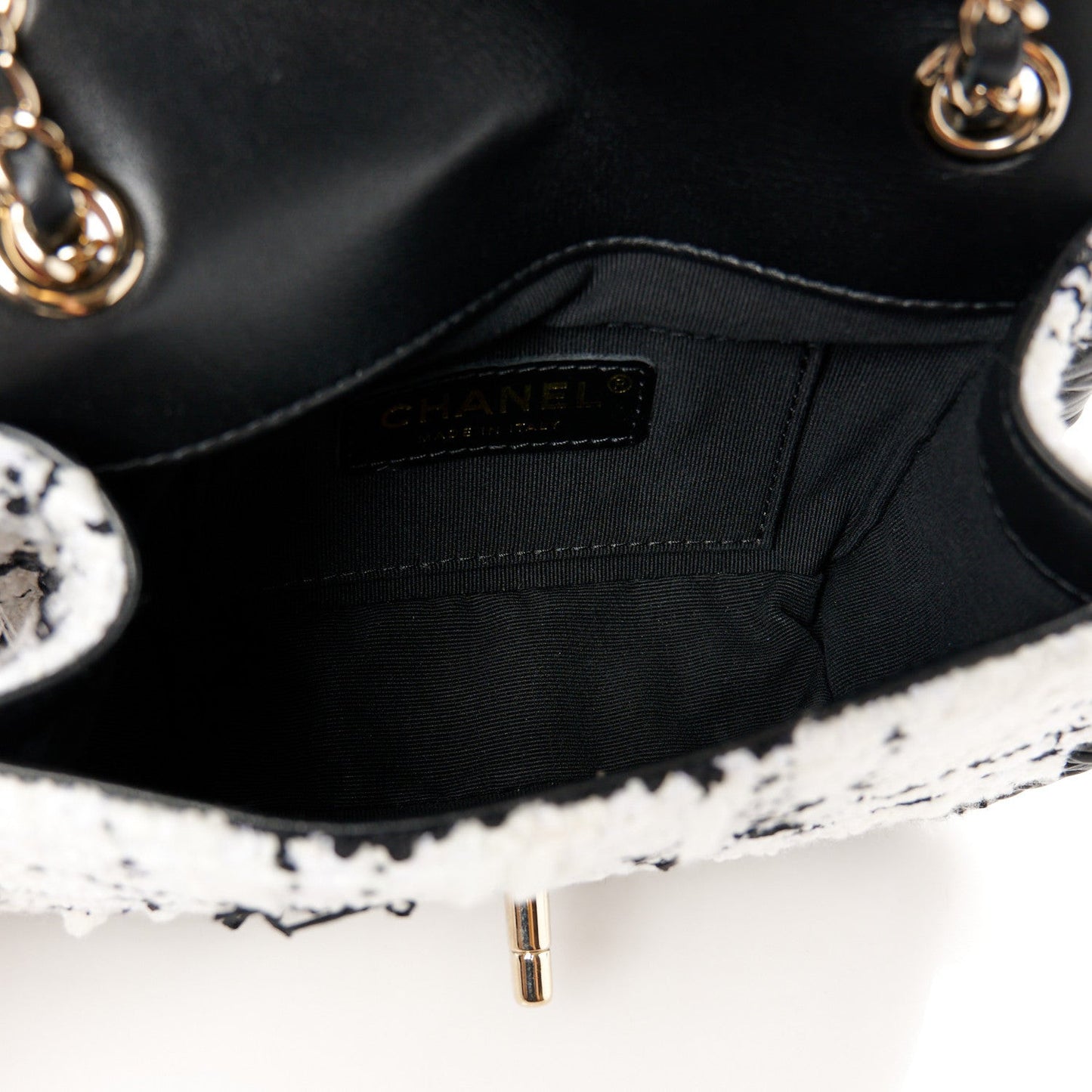 Tweed Braided Calfskin Mini My Own Frame Flap Grey Black