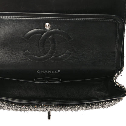 Chanel Metallic Tweed Medium Double Flap Black White 7 of 14