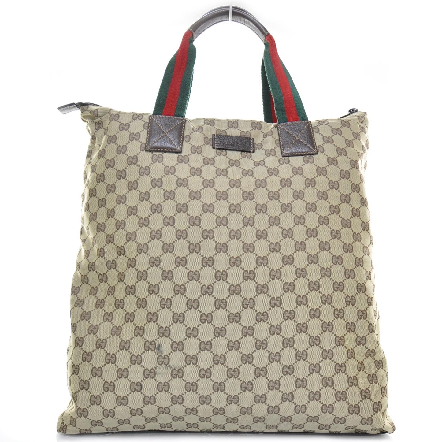 GG Monogram Large Web Handle Vertical Tote Dark Brown