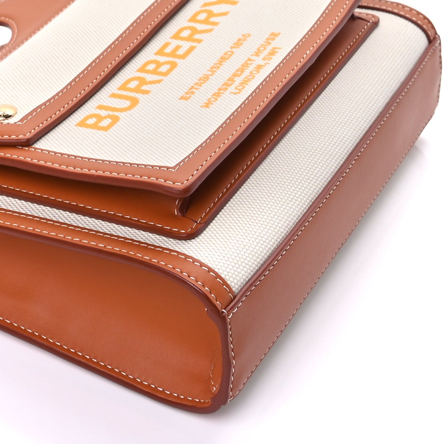Canvas Smooth Calfskin Two Tone Mini Pocket Bag  Natural Malt Brown