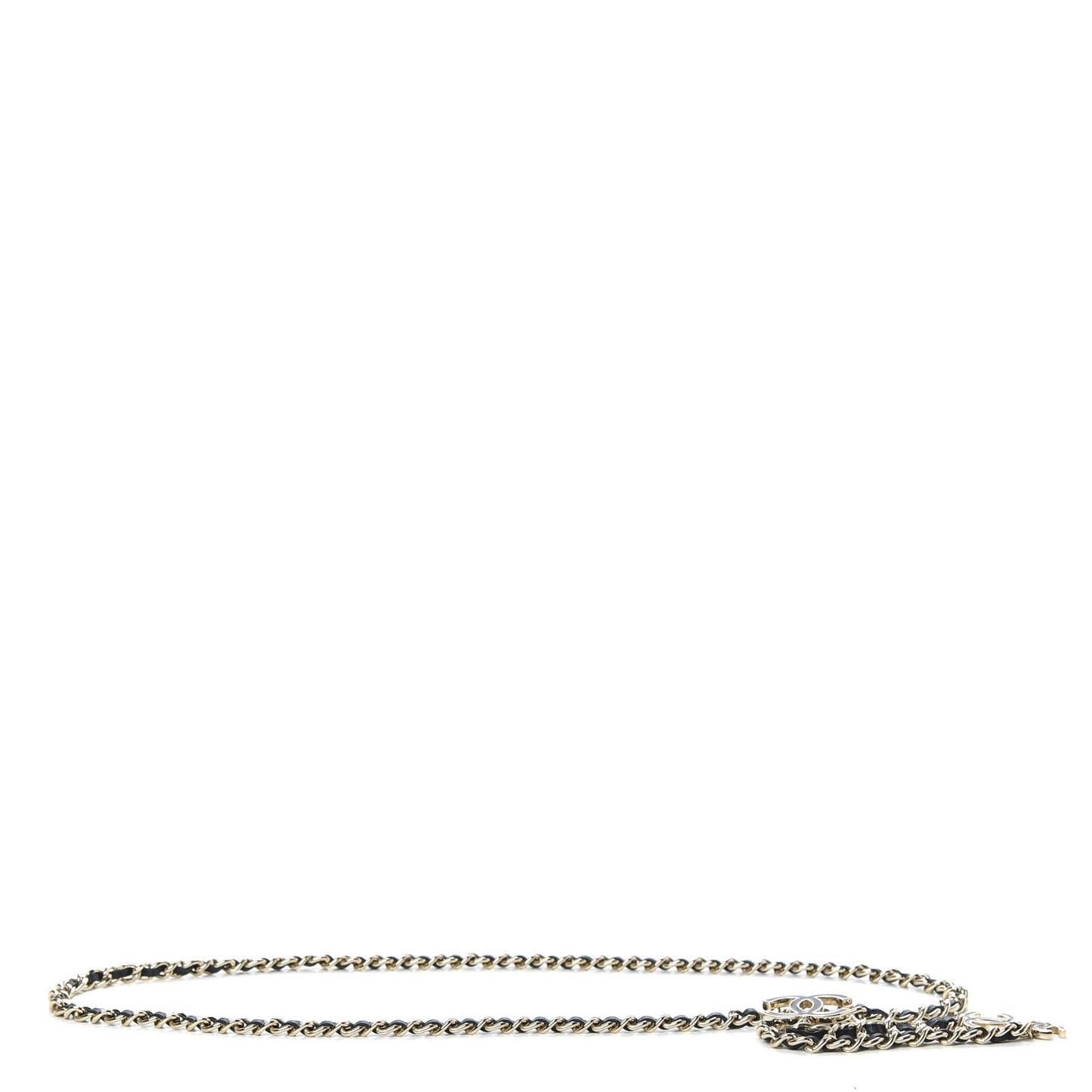 Lambskin Enamel CC Chain Belt Black Gold