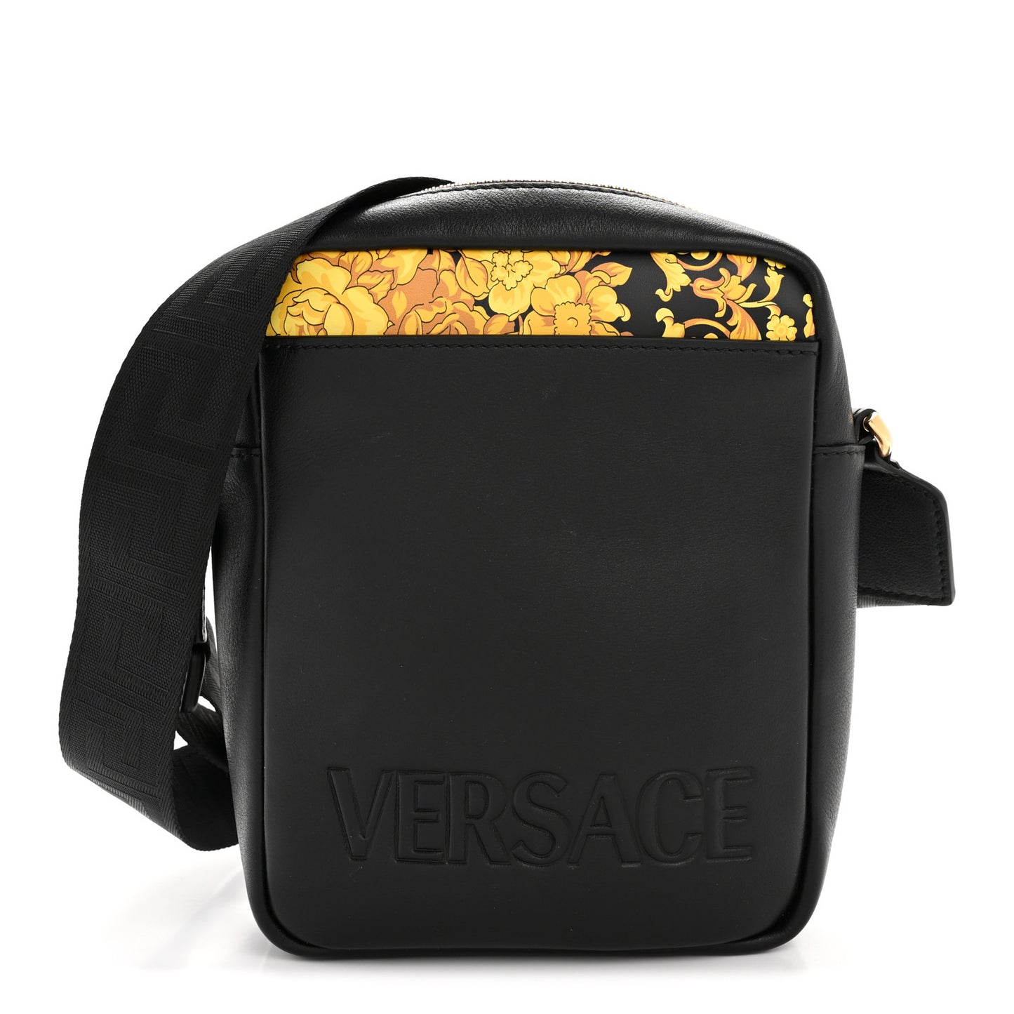 Calfskin Baroque Logo Messenger Bag Black