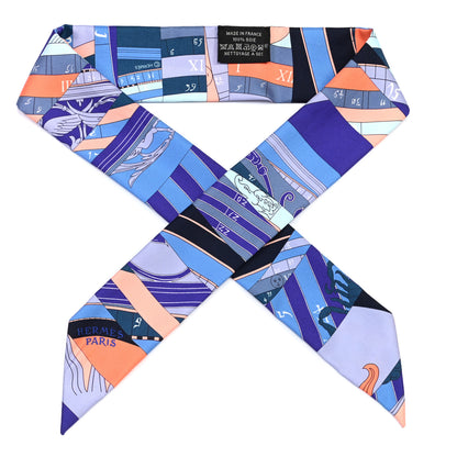 Hermes Silk Astrologie Nouvelle Twilly Ultraviolet Bleu Corail 1 of 4