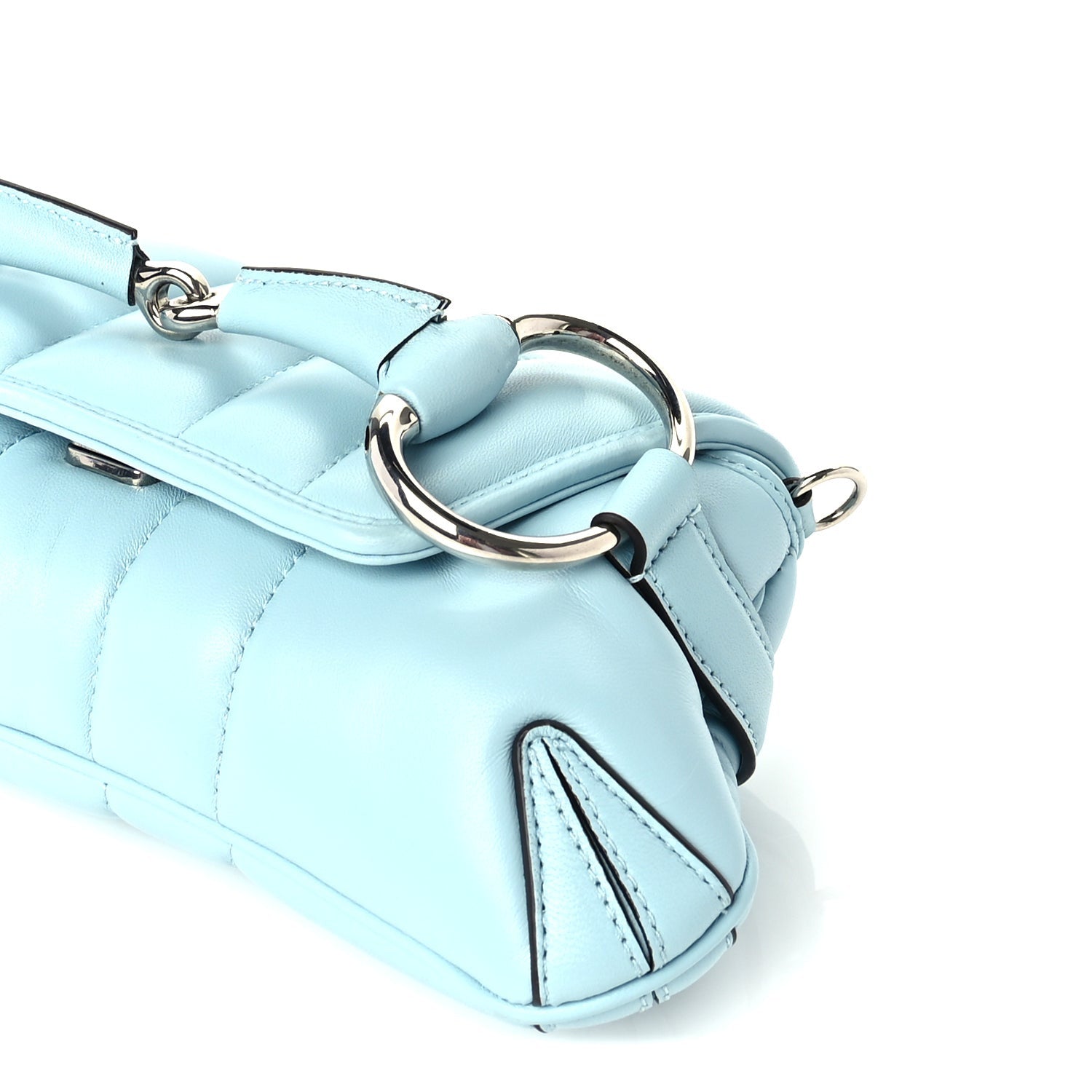 Gucci Nappa Vertical Matelasse Medium Maxi Horsebit Chain Shoulder Bag  Crystal Snow 8 of 8