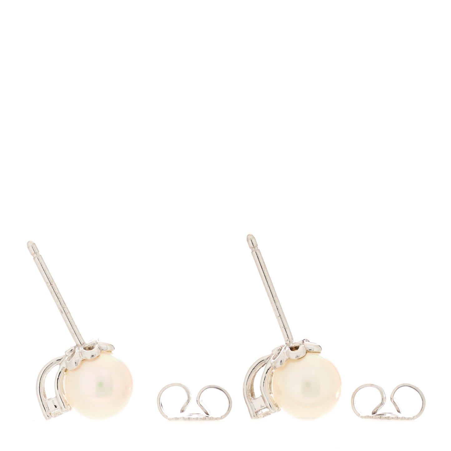 18K White Gold Diamond Akoya Pearl 6.5-7mm Signature Earrings