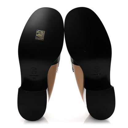 Chanel Calfskin CC Loafers 38 Black White Beige 6 of 7