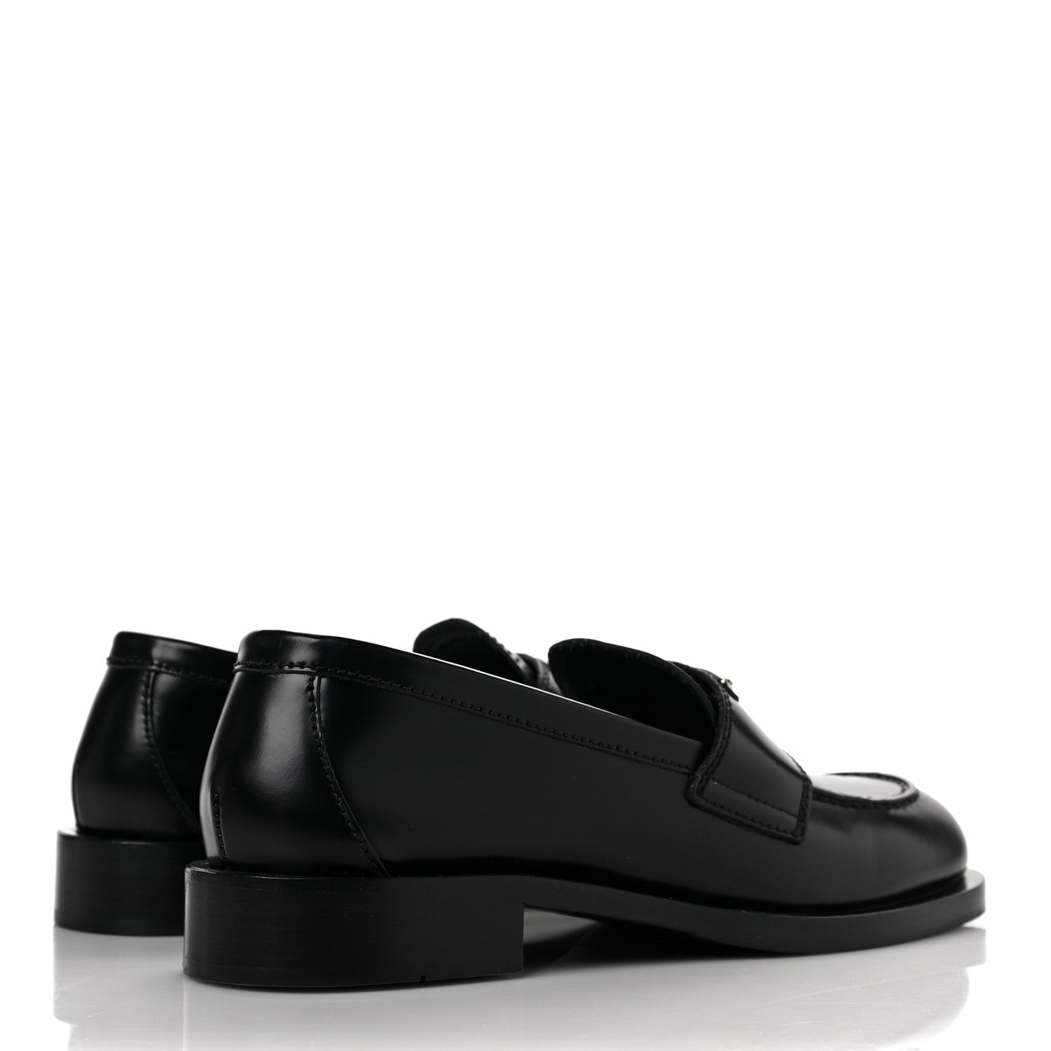 Prada Spazzolato Metal Triangle Logo 20mm Loafers 36 Black 4 of 10