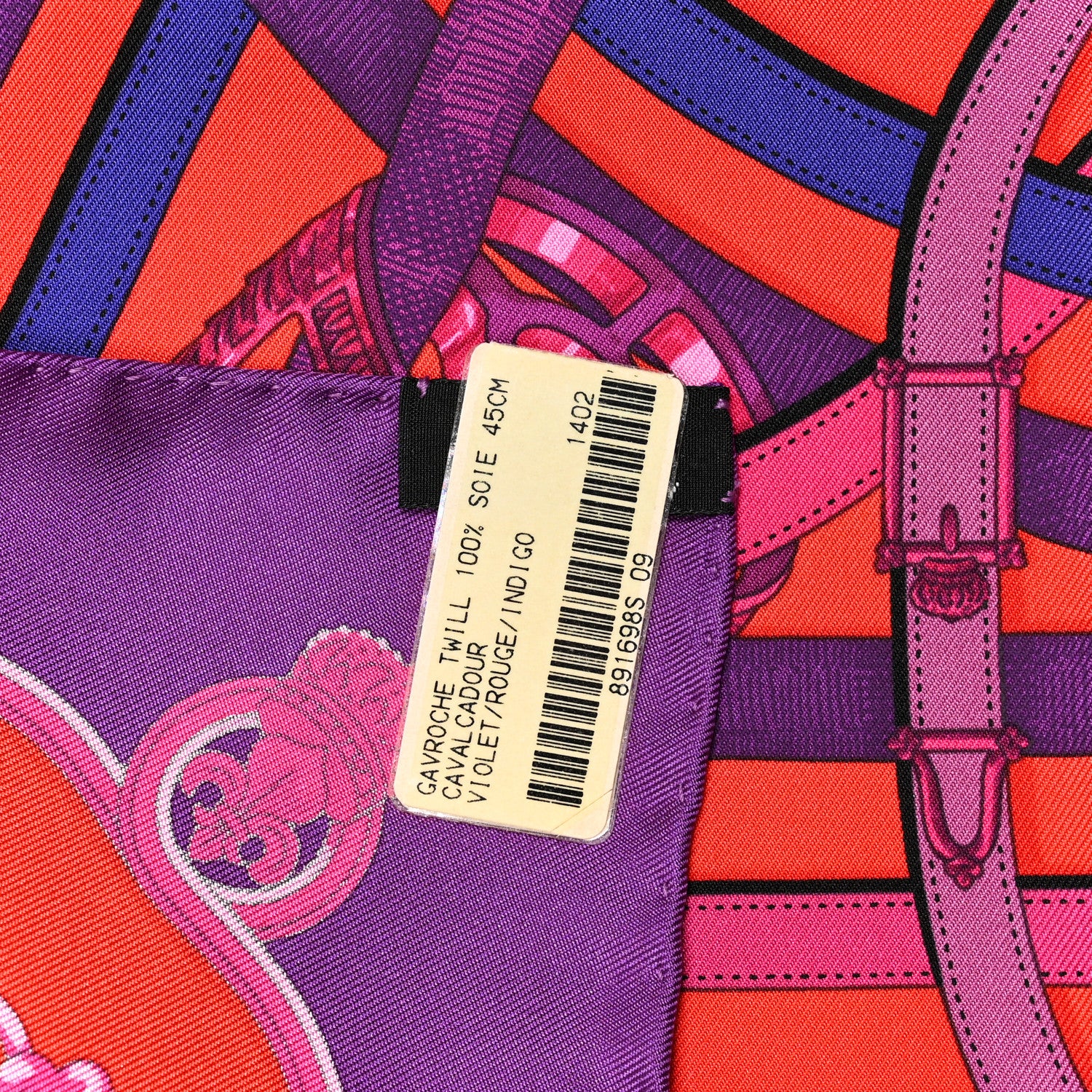 Hermes Silk Cavalcadour Scarf 45 Violet Rouge Indigo 3 of 5