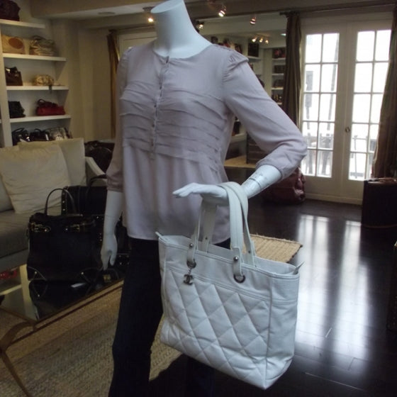 Paris Biarritz Large Quilted Tote White