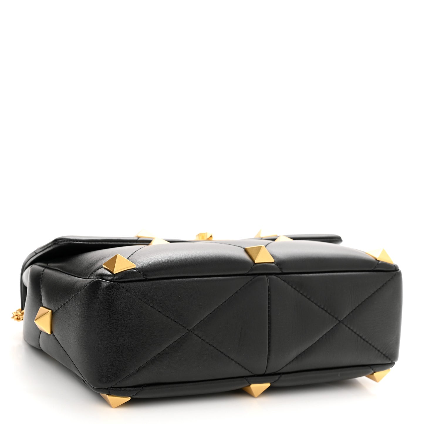 Nappa Large Roman Stud Shoulder Bag Black