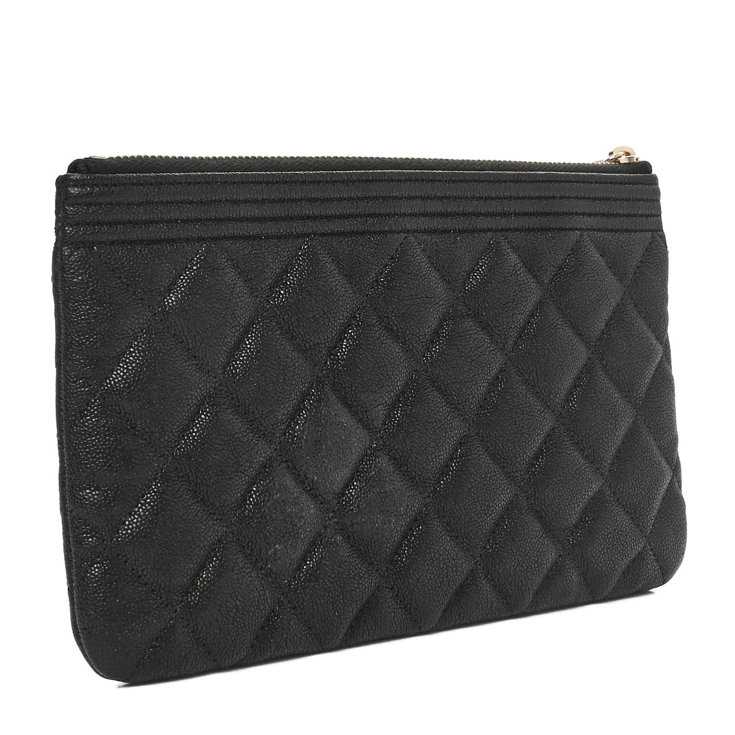Caviar Quilted Small Boy Cosmetic Case Black