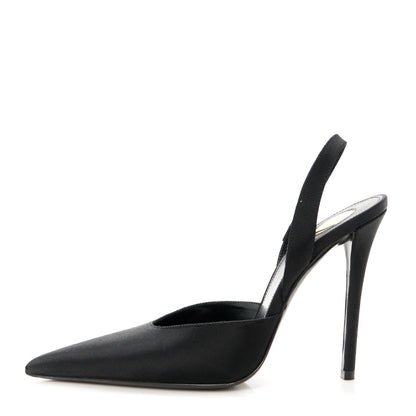Saint Laurent Grosgrain Penelope Slingback Pumps 37 Black 1 of 10