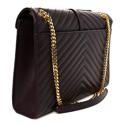 Saint Laurent Grain De Poudre Matelasse Chevron Large Monogram Satchel Amaranto 3 of 11